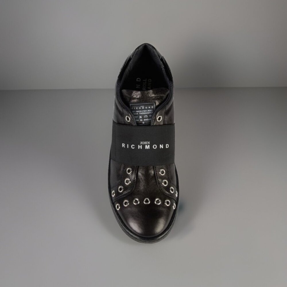 John Richmond Men’s Black Grommet Slip-On Sneakers, Size 9, Designer‎ Casual